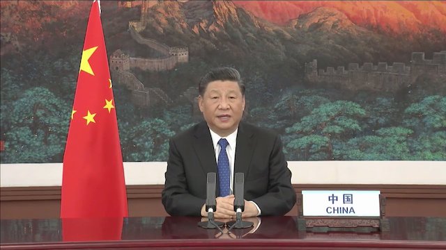 Xi Jinping addressing the WHA