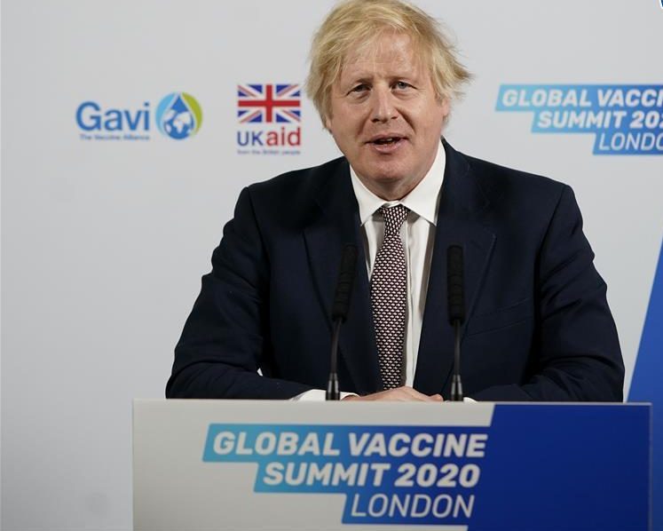 Boris Johnson at the virtual global vaccine summit