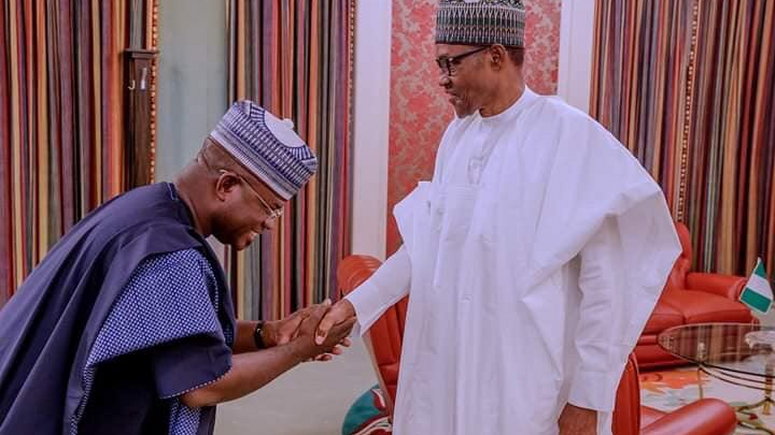 File Photo: Yahaya Bello with President Buhari