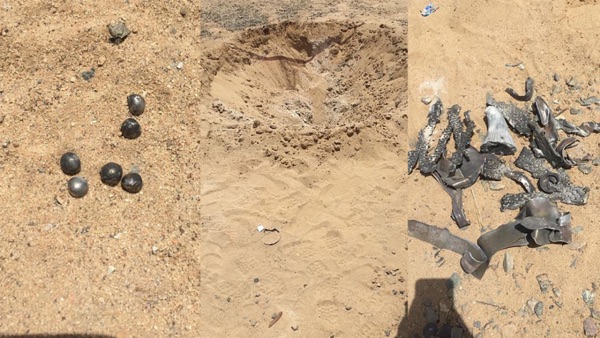 Debris from the ballistic missile sent by Houthi militia to Saudi town of Najran