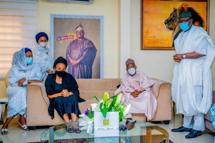 Florence Ajimobi with Governor Ganduje, an in-law and Kayode Fayemi in Ibadan on Sunday