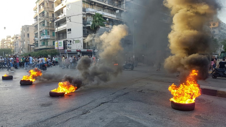 Protesters burn tires in Lebanon