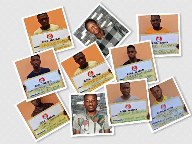 Some of the 16 internet scammers jailed in Abeokuta