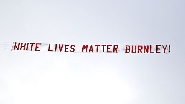 The offensive banner overhead of Etihad Stadium on Monday night
