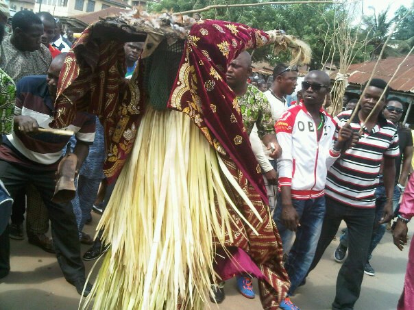A masquerader at a festival in Ado Ekiti: Ekiti government bans all festivals