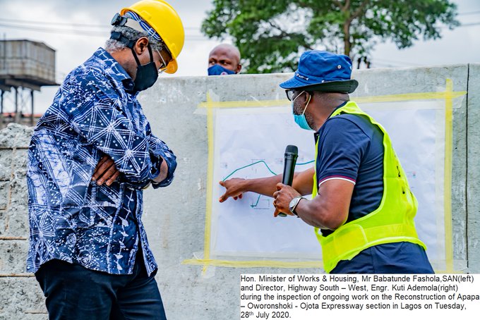 Director Highway Southwest Engr. Kuti Ademola with Fashola on Tuesday