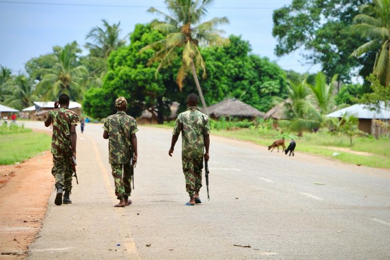 Gunmen kill eight workers in Mozambique: Above Mozambican soldiers on patrol in the troubled region