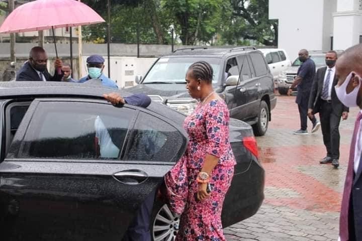 Ms. Joy Nunieh, about to board Governor Wike’s car from her house to Government House