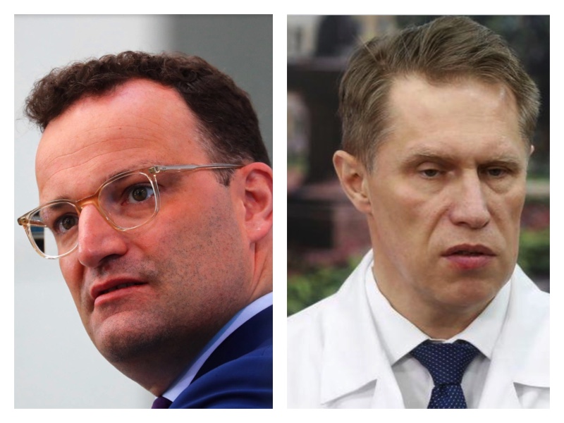 German Health Minister Jens Spahn and Russian Minister of Health Mikhail Murashko