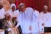 R-L; Founder BUA Alhaji AbdulSamad Rabiu, President Muhammadu Buhari in a handshake with the Leader of Grand Khalifa of Tijjaniya, Sheikh Ahmed Tijjani Inyass and others