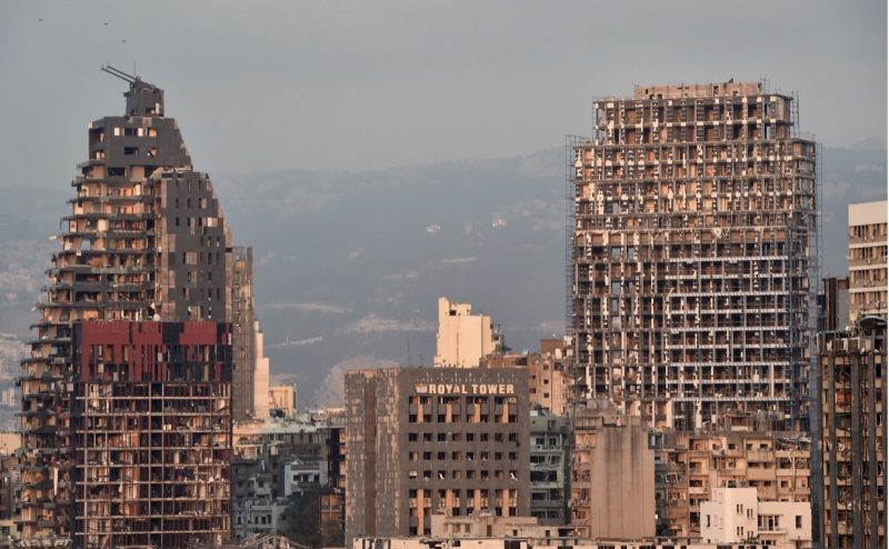 Skyscrapper badly damaged by the Beirut explosions