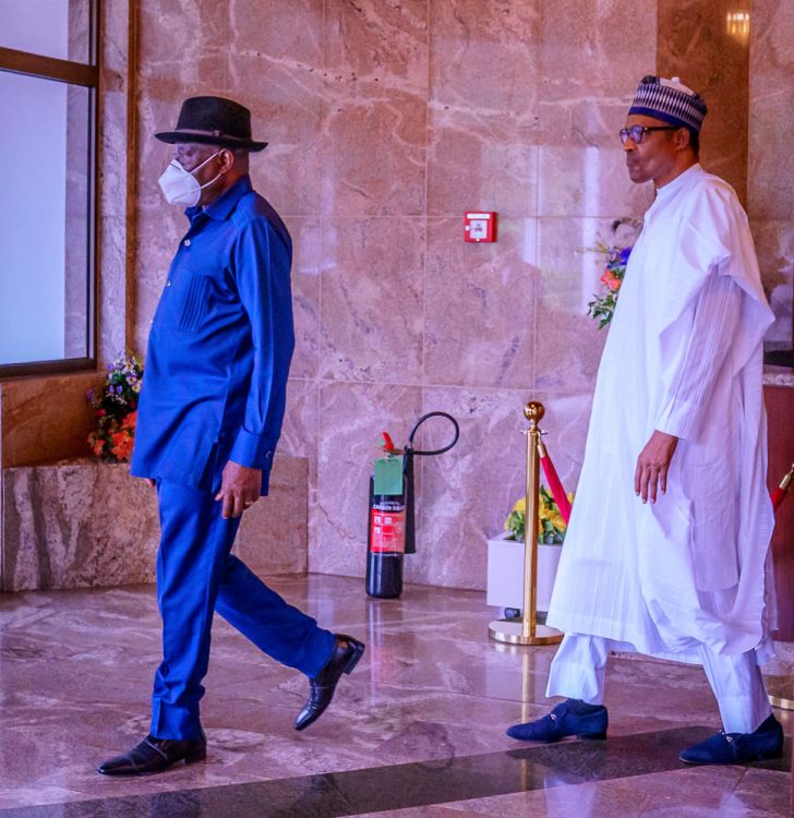 Jonathan visits Buhari in Aso Rock