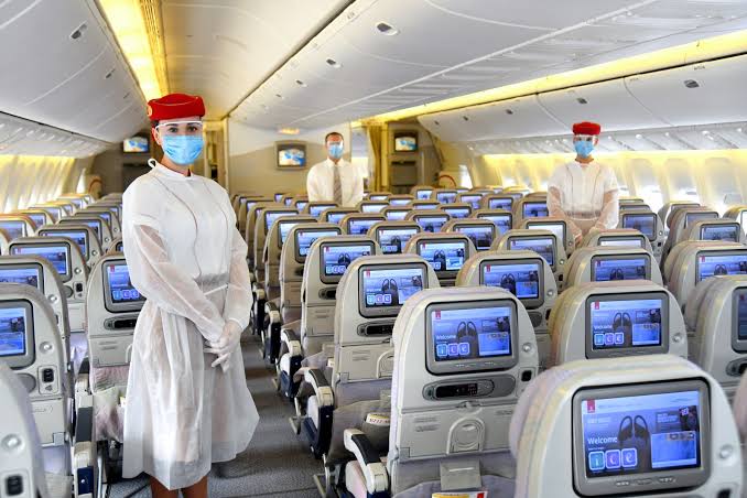 Inside an Emirates plane