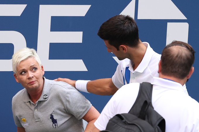 Djokovic apologises to the lineswoman hit by his ball