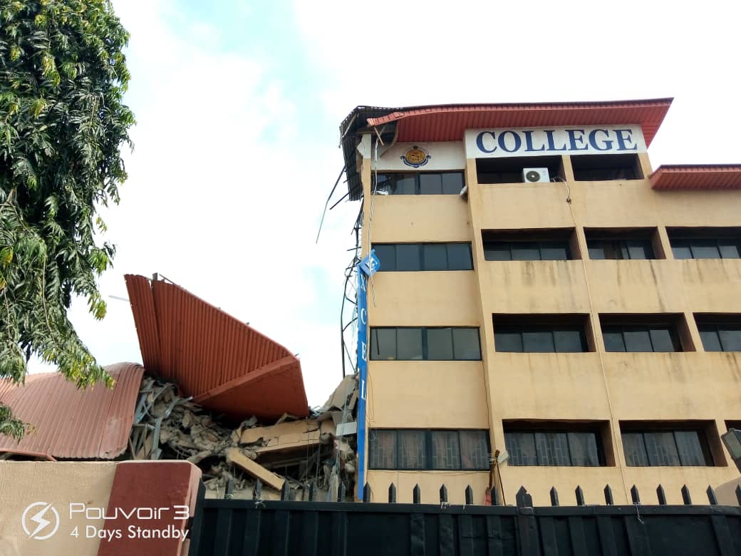 The collapsed school building
