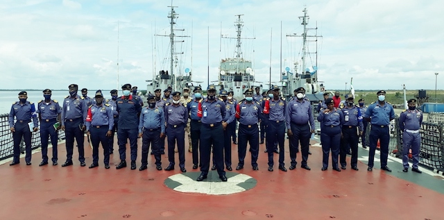 Nigerian Navy men and EFCC, Civil defence officials in Onne