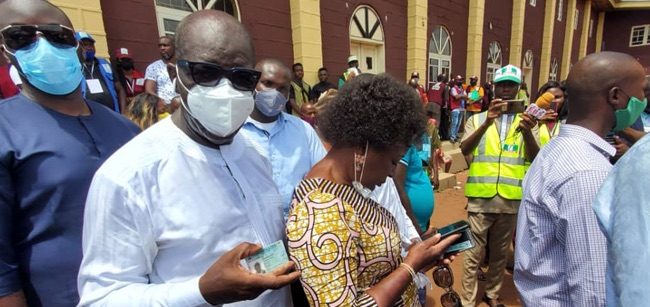 Obaseki and wife queue to vote