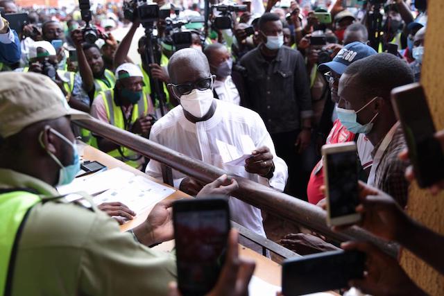 Obaseki collects ballot paper to vote