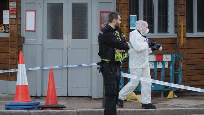 Policemen at the scene of stabbings in Birmingham