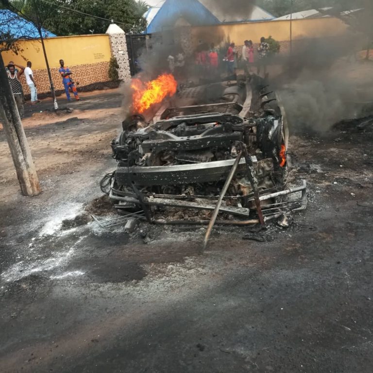 The burnt bus in Ihiala Anambra state