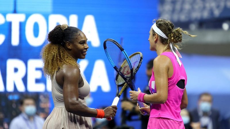 Victoria Azarenka and Serena Williams at the end of the match
