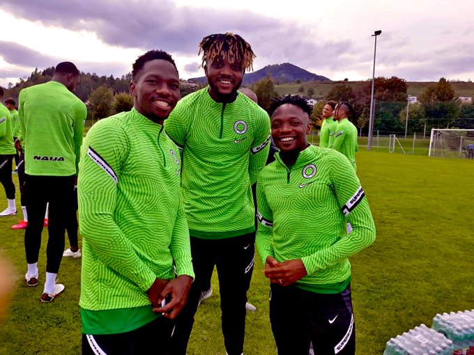 Ahmed Musa, right with the Super Eagles team mates