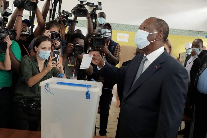 Alassane Ouattara votes in Abidjan