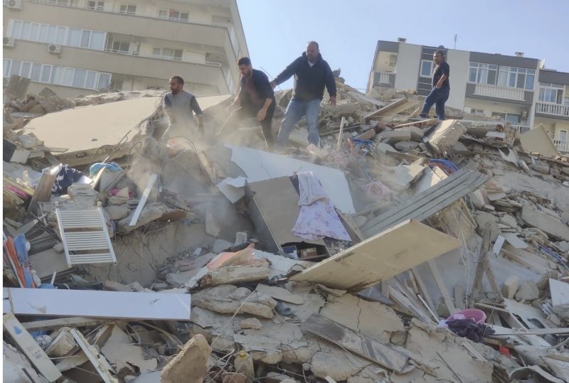 Destruction left by earthquake