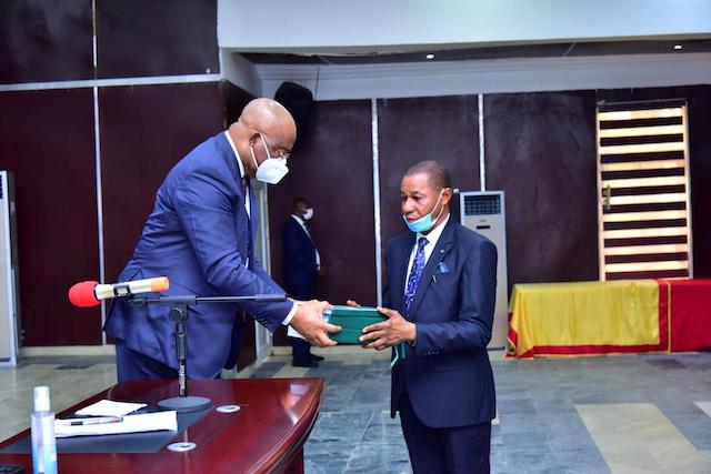 Justice Iheaka submits the report to Governor Hope Uzodinma