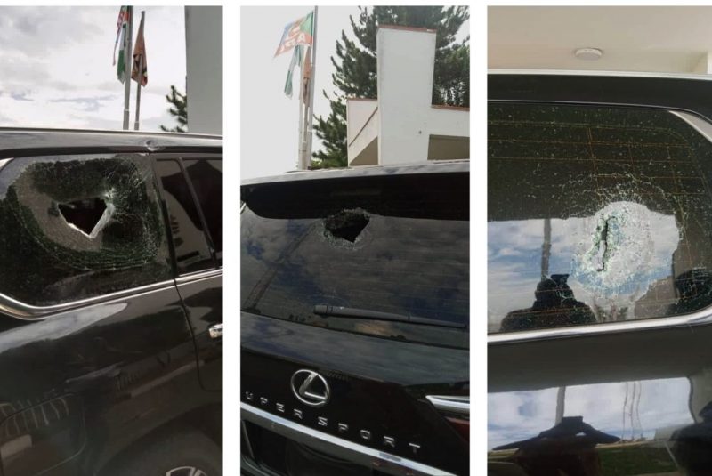 Oyetola’s damaged car