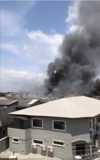 The smoke billowing out of the Ikoyi prison as captured by residents nearby