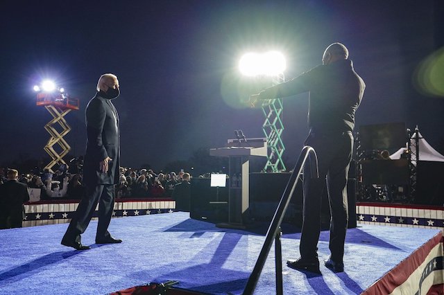 Biden and Obama on the campaign trail Saturday in Michigan