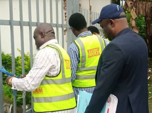 AKIRS officials lock the premises of GTBank in Uyo