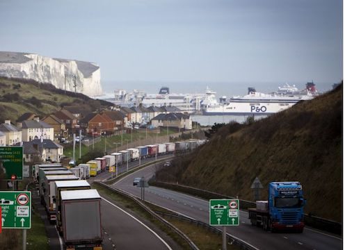British trucks on queue to enter France