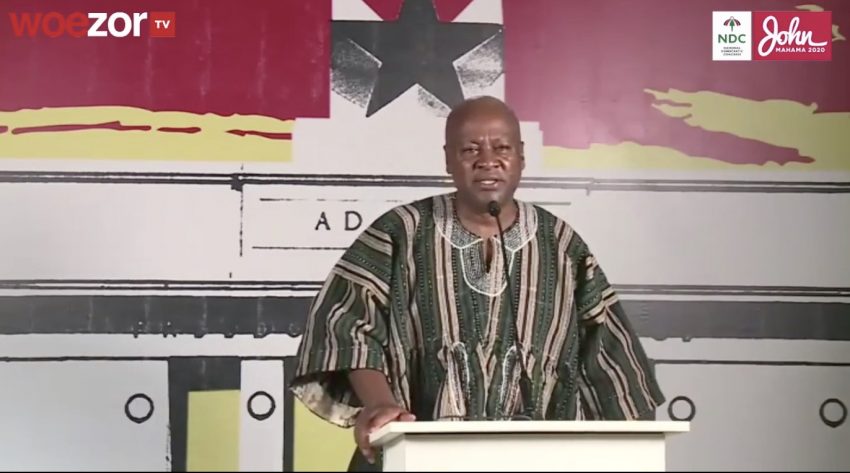 John Dramani Mahama speaking on Wednesday