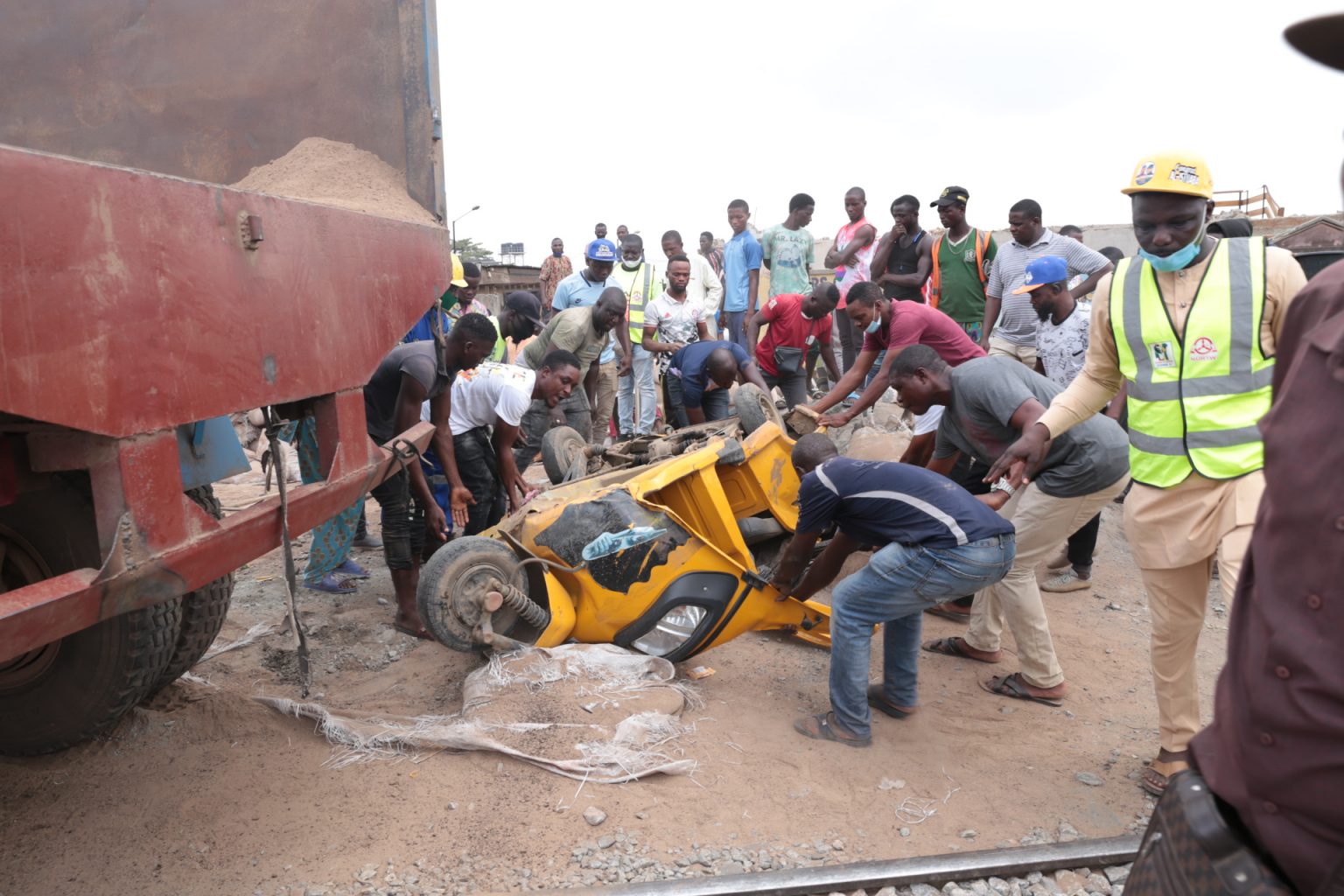 Photos from Train-Trailer accident scene in Lagos - P.M. News