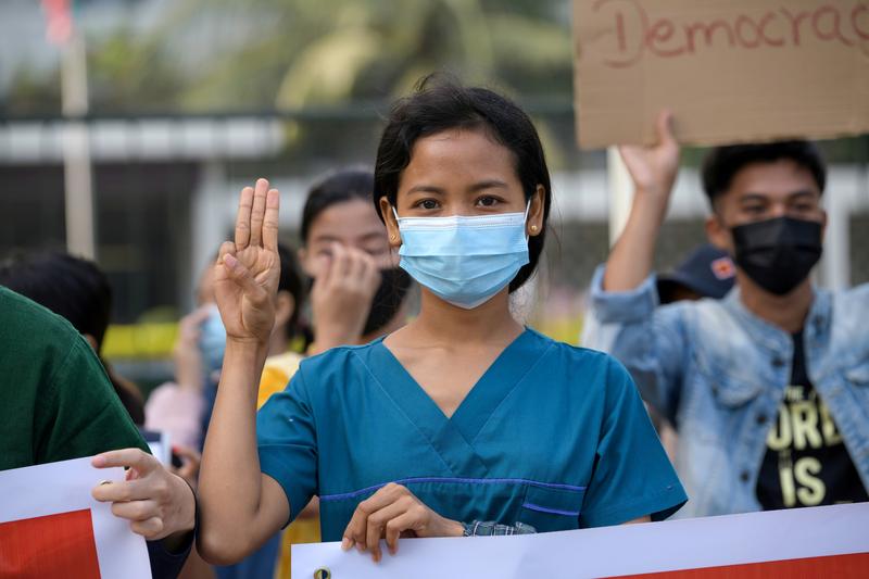 Nurses and monks join Myanmar coup protests. Reuters Photo