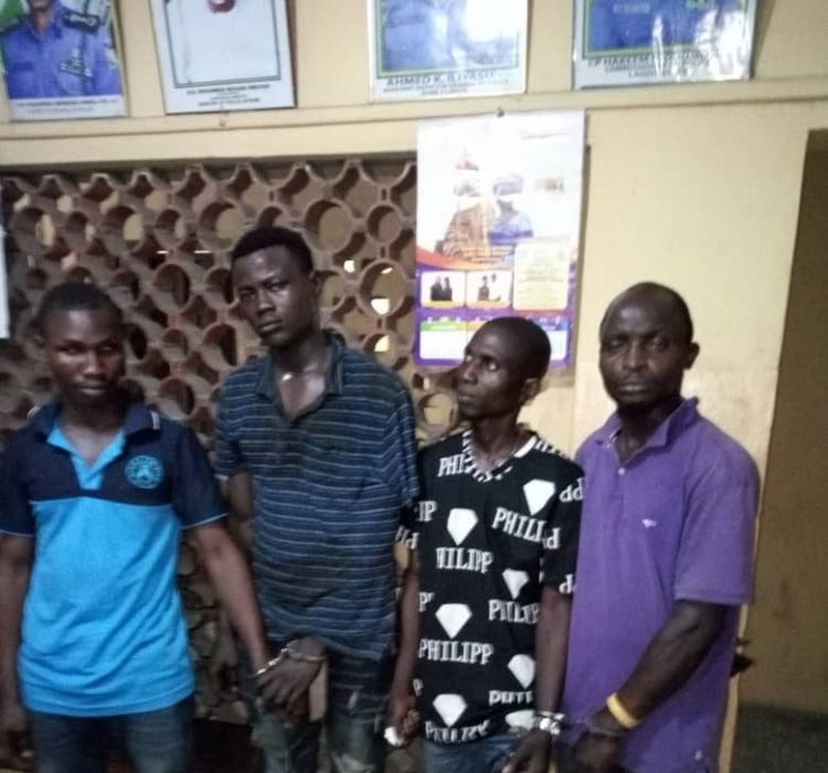 The three OPC members arrested by the Police after they nabbed Wakili
