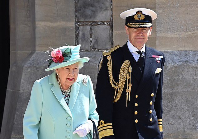 Queen Elizabeth and Vice-Admiral Sir Tony Johnstone-Burt in July