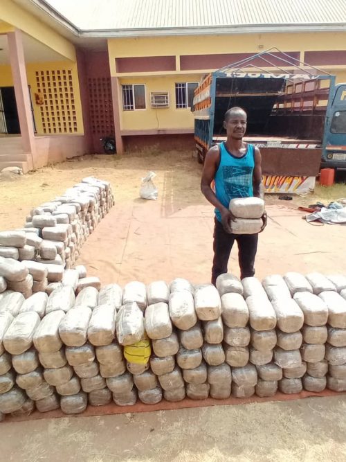 The 600 compressed blocks of cannabis found in a truck in Benue