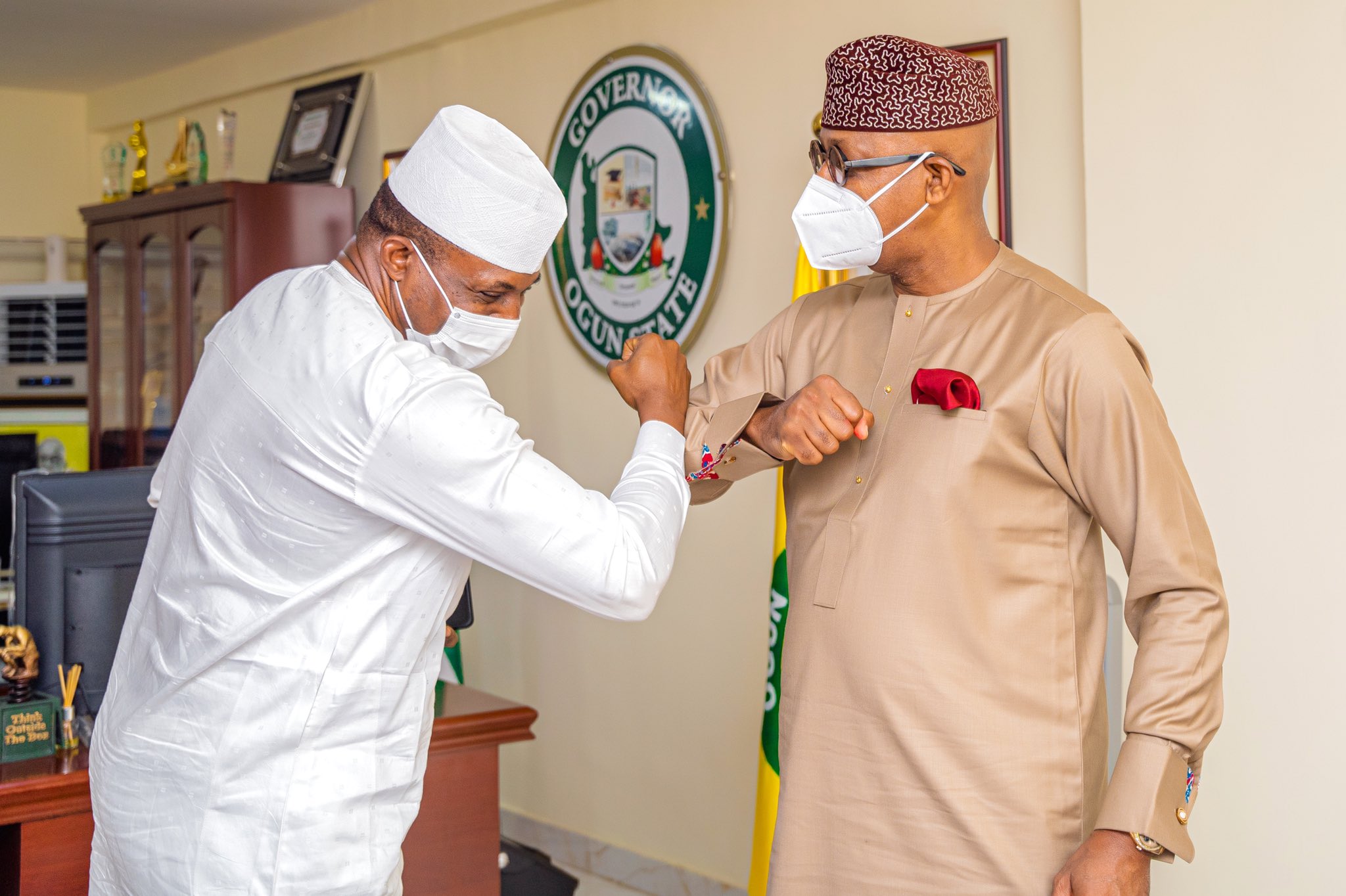 Governor Dapo Abiodun received the former speaker of the House of Representatives, Dimeji Bankole, in his office.