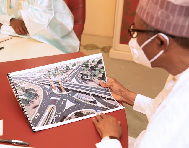 Buhari looks at the interchange design to be named after him