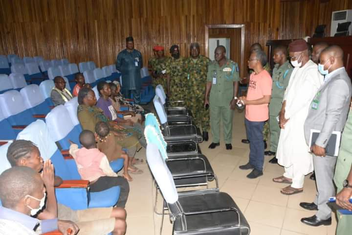 Governor Nasir El-Rufai and the 10 person kidnapped by bandits from the Kaduna Airport Staff Quarters rescued by Nigerian troops on Wednesday