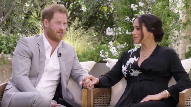 Harry and meghan during the interview with Oprah