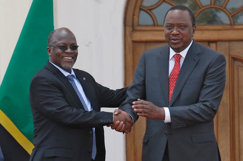 Kenyatta, right and Magufuli
