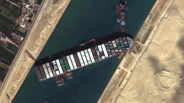 The Ever Given ship refloated partially at Suez Canal