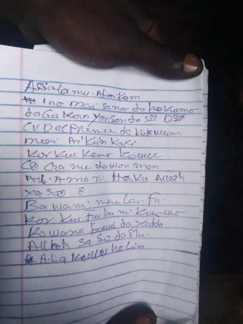 suicide note of Babagana Usman 