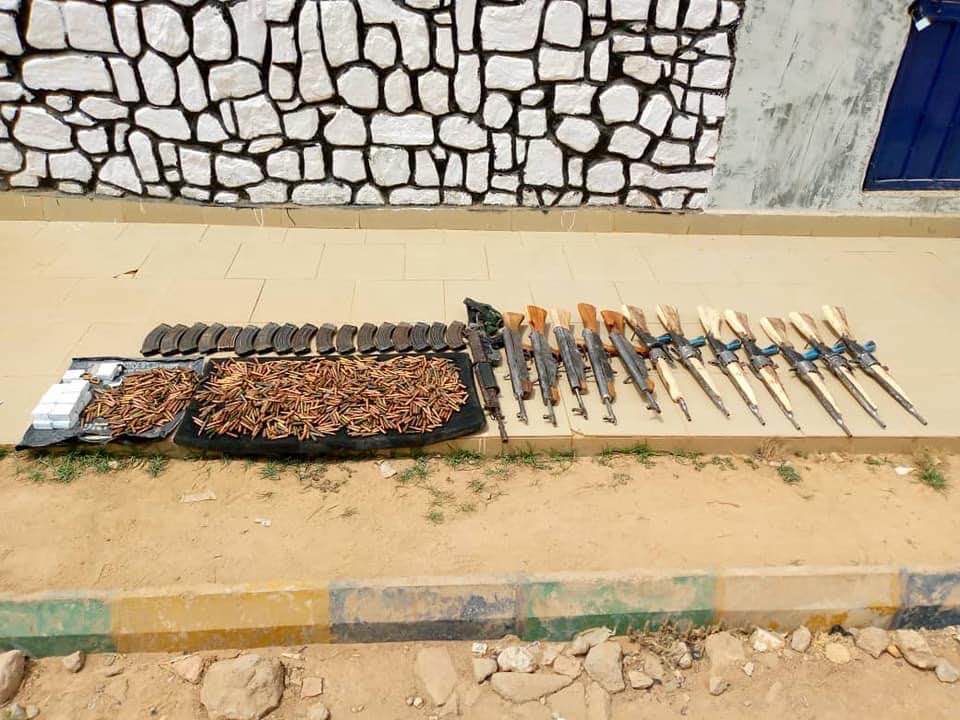 The AK-47 rifles, one G-3 rifle,17 AK-47 rifle magazines, 1,658 rounds of 7.62 x 39mm AK-47 live ammunition recovered from the bandits