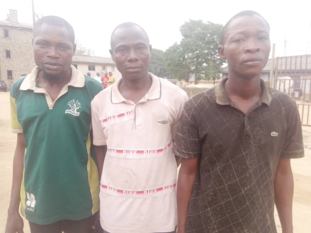 The three OPC members arrested by the Police after they nabbed Wakili