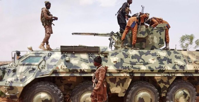 Boko Haram with a Nigerian Army tank stolen on Sunday